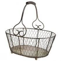 Trådkurv antik look kurv med håndtag metalkurv 28×23×12cm