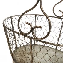 Trådkurv antik look kurv med håndtag metalkurv 28×23×12cm