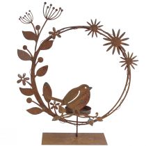 Artikel Bird deco flower fyrfadsstage rust look 24×27×6cm