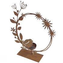 Artikel Bird deco flower fyrfadsstage rust look 24×27×6cm