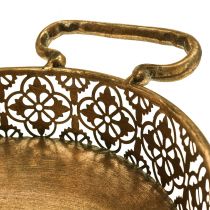 Dekorativ bakke oval guld metalbakke antik look guld sæt med 3