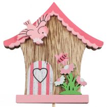 Blomsterstik træ dekorationsstik fuglehus 7,5x8cm 12 stk
