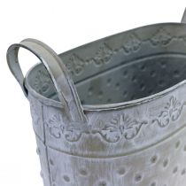 Artikel Urtepotte oval med hanke Jardiniere metal 24/19/14cm sæt med 3