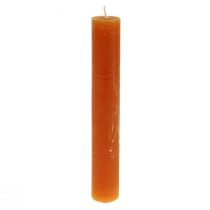 Artikel Taper lys mørk orange ensfarvet Sunset 34x240mm 4 stk