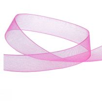 Artikel Organza bånd gavebånd pink bånd selvkant 15mm 50m