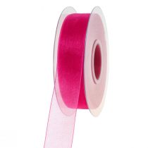 Artikel Organza bånd gavebånd pink bånd selvkant 25mm 50m