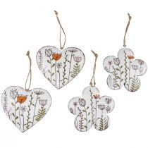 Artikel Hængende dekoration metal dekoration hjerter og blomster hvid 10cm 4 stk