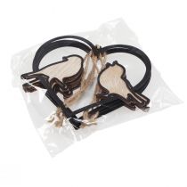 Artikel Hængende dekoration hjerte med fugle dekoration til ophæng 12 cm 4 stk