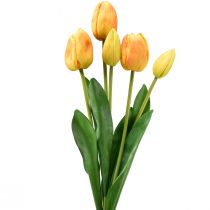 Artikel Orange Gule Tulipaner Dekoration Real Touch Kunstige Blomster 49cm 5stk