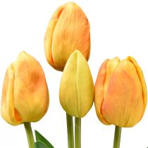 Artikel Orange Gule Tulipaner Dekoration Real Touch Kunstige Blomster 49cm 5stk