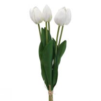 Artikel Hvide Tulipaner Dekoration Real Touch Kunstige Blomster Spring 49cm 5stk