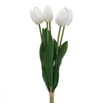 Artikel Hvide Tulipaner Dekoration Real Touch Kunstige Blomster Spring 49cm 5 stk
