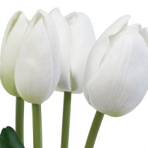 Artikel Hvide Tulipaner Dekoration Real Touch Kunstige Blomster Spring 49cm 5 stk