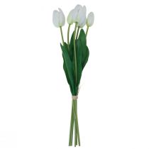 Artikel Hvide Tulipaner Dekoration Real Touch Kunstige Blomster Spring 49cm 5 stk