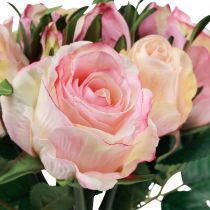 Artikel Kunstige roser pink creme kunstige roser dekoration 29cm 12 stk