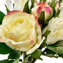 Artikel Kunstige roser Cremegul Pink Kunstige roser Dekorativ buket 29cm 12 stk.