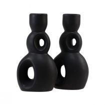 Artikel Lysestage keramik lysestage sort H13cm 2stk