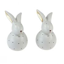 Artikel Påskehare dekorative figurer kaniner med prikmønster 13cm 2stk