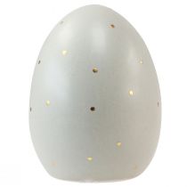 Artikel Keramiske påskeæg dekoration gråguld med prikker 8,5cm 3 stk