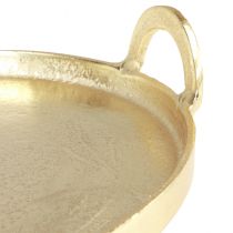 Artikel Bakke rund guldmetalbakke med hank 38×35×6,5cm