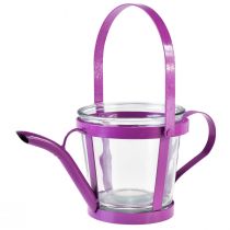 Lanterne glas dekorativ vandkande metal pink Ø14cm H13cm