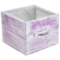 Artikel Planteskuffe med håndtag pink hvidt træ 12/15cm sæt med 2 stk