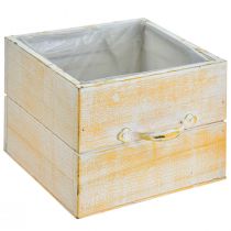 Artikel Planteskuffe med håndtag orange hvidt træ 12/15 cm sæt med 2 stk