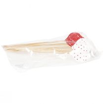 Artikel Hjerter røde og hvide prikkede blomsterpropper træ 6×5cm 18 stk