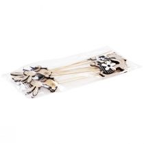 Artikel Blomsterstik påskehare sort hvid natur H9cm 12 stk