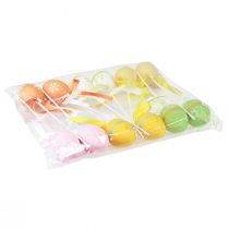 Artikel Påskeæg dekorative blomsterpropper dekorative propper farvet 6cm 12 stk