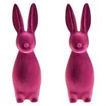 Artikel Påskeharer lilla dekorative kaniner – 2. valg – flokkede 8×10×29cm 2 stk.