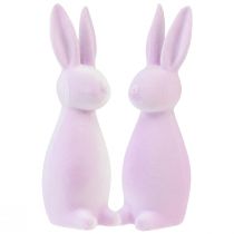 Artikel Dekorative kaniner flokkede påskeharer lilla lys 8×10×29cm 2 stk.