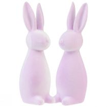 Artikel Dekorative flokkede påskeharer – 2. valg – lys lilla 8×10×29cm 2 stk.