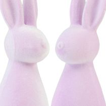 Artikel Dekorative flokkede påskeharer – 2. valg – lys lilla 8×10×29cm 2 stk.