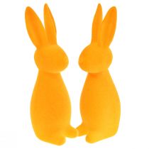 Artikel Påskeharer orange flokkede påskepynt kaniner 8x10x29cm 2stk
