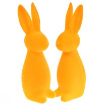 Artikel Påskeharer orange flok – 2. valg – Påskepynt kaniner 8x10x29cm 2 stk.