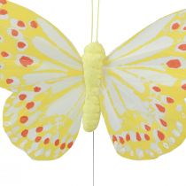 Artikel Dekorative sommerfugle på trådfjer orange gul 7×11cm 12stk