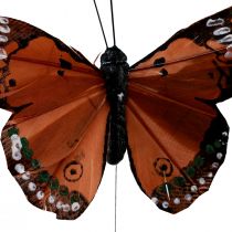 Artikel Dekorative sommerfugle på trådfjer grøn pink orange 6,5×10cm 12stk