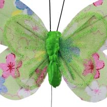 Artikel Dekorative sommerfugle på tråd gulgrønne blomster 6×9cm 12stk