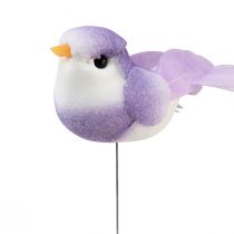 Artikel Fjerfugl på tråd, dekorativ fugl med fjer farverig 2,5cm 24stk