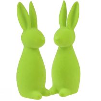 Artikel Kaniner flokkede æblegrøn bordpynt påske 8×10×29cm 2stk