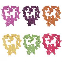 Artikel Scatter dekoration fugl træ hjerte bord dekoration farve 3,5/1,5 cm 72 stk.