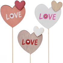 Artikel Blomsterprop af træ Love dekorative stik 8×7,5cm 12 stk