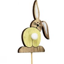 Artikel Påskehare blomsterpropper i træ påske farverige H8cm 12 stk
