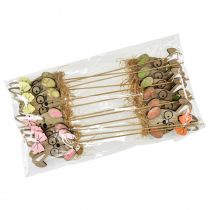 Artikel Blomsterstik træ påskestik kanin med glas 8,5cm 12 stk