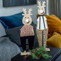 Rensdyr dekoration figur jul til at placere 12 × 6,5 cm H45cm 2stk