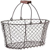 Artikel Trådkurv mesh kurv metal kurv rust håndtag træ L30cm