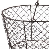 Artikel Trådkurv mesh kurv metal kurv rust håndtag træ L30cm