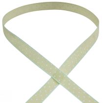 Artikel Silkebånd med prikker gavebånd grønt 15mm 20m