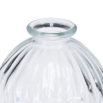 Artikel Lille glasvase kuglevase vase klare riller Ø8,5cm H8cm